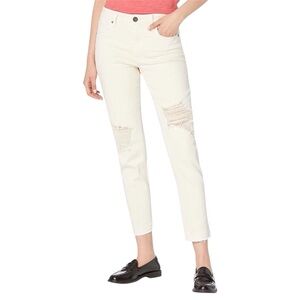 Kut From the Kloth Women Jeans Size 4 White Rachael High Rise Fab Ab Mom Raw Hem
